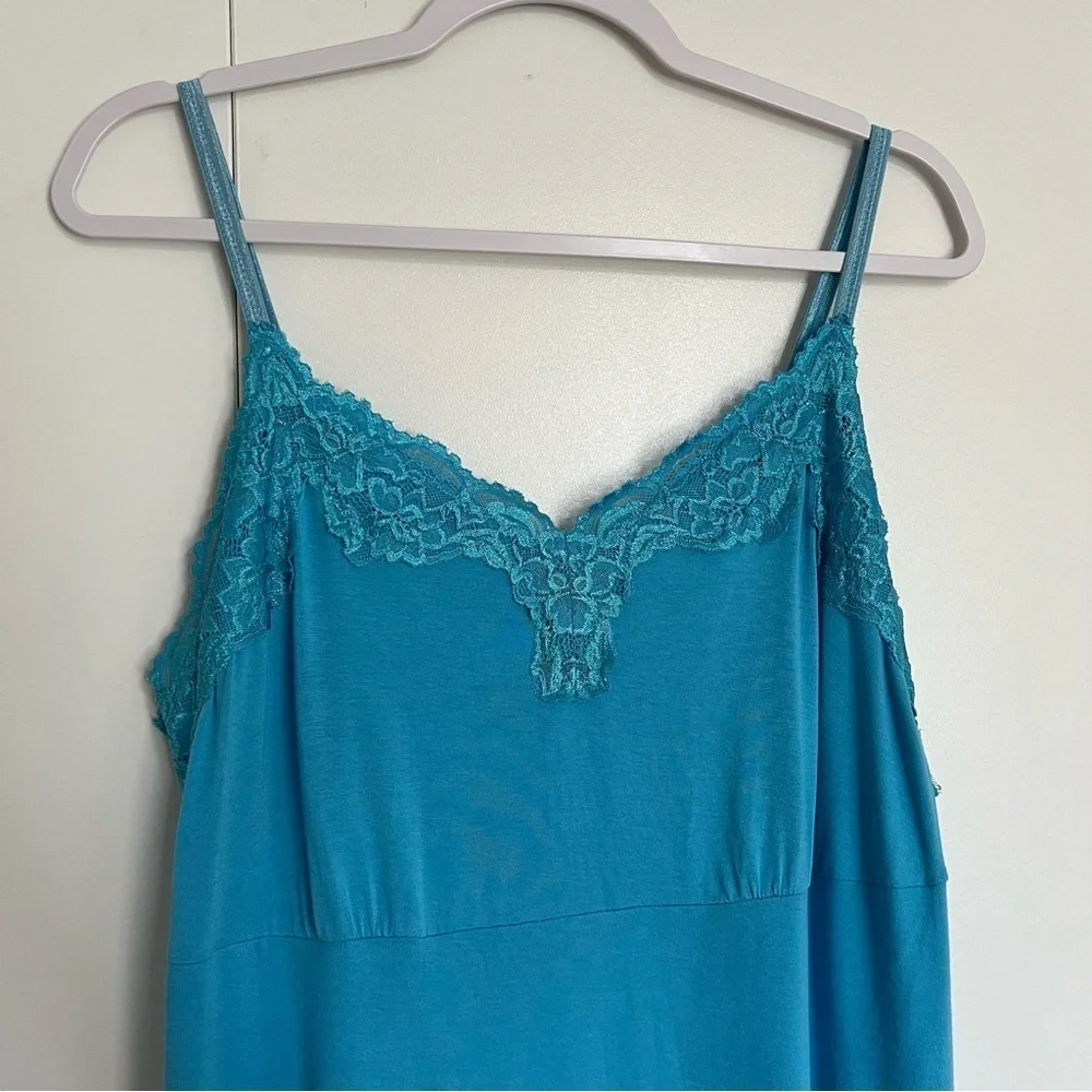 Lane Bryant Lace Trim Cami Tank Top Turquoise Blue size 14/16